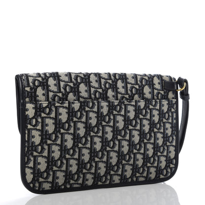 Christian Dior Oblique Flap Pouch Clutch Blue 3 of 9