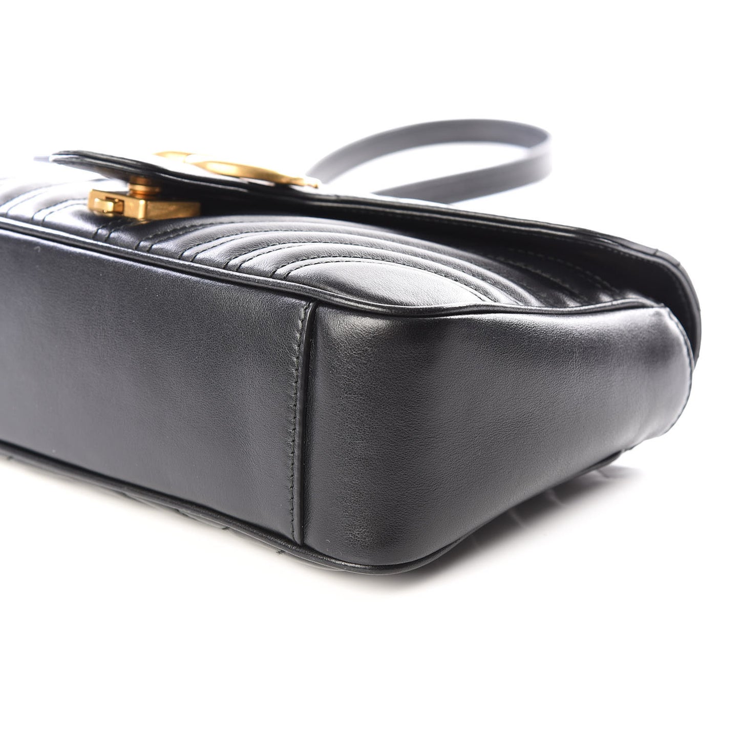 Calfskin Matelasse Small GG Marmont Shoulder Bag Black