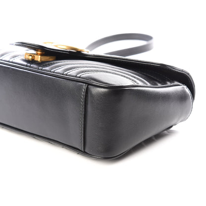 Gucci Calfskin Matelasse Small GG Marmont Shoulder Bag Black 6 of 8