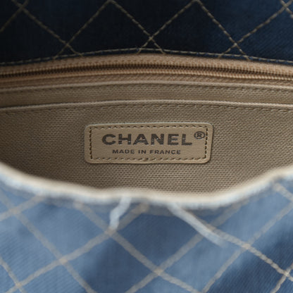 Chanel Denim Quilted Medium Pompom Flap Dark Blue 6 of 9