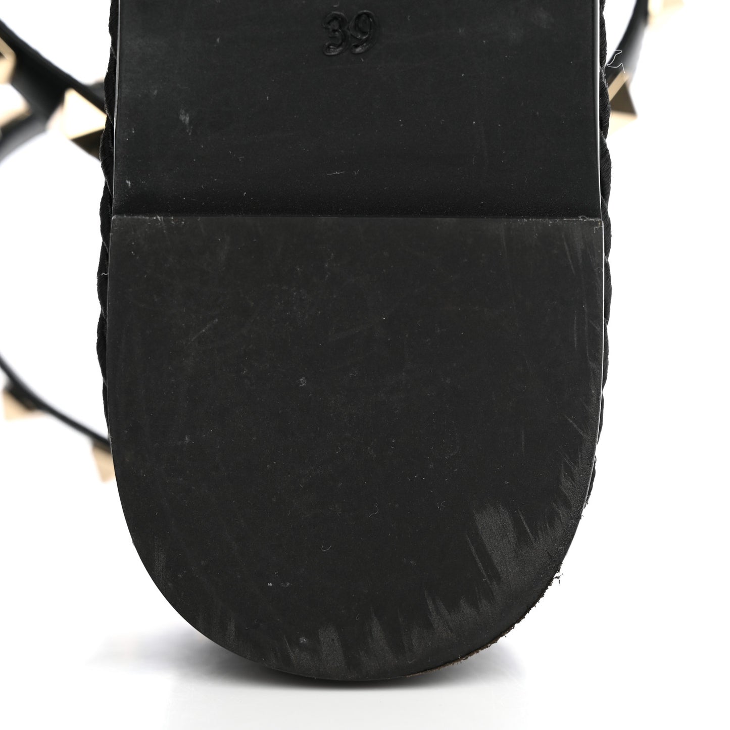 Calfskin Rockstud Ankle Strap Torchon Espadrille Caged 30/55mm Sandals 39 Black
