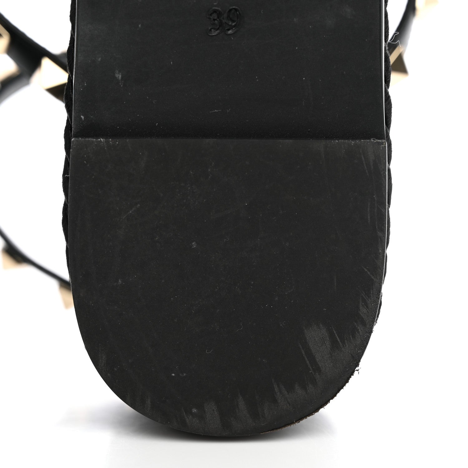 Valentino Garavani Calfskin Rockstud Ankle Strap Torchon Espadrille Caged 30/55mm Sandals 39 Black 11 of 12