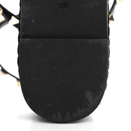 Valentino Garavani Calfskin Rockstud Ankle Strap Torchon Espadrille Caged 30/55mm Sandals 39 Black 11 of 12
