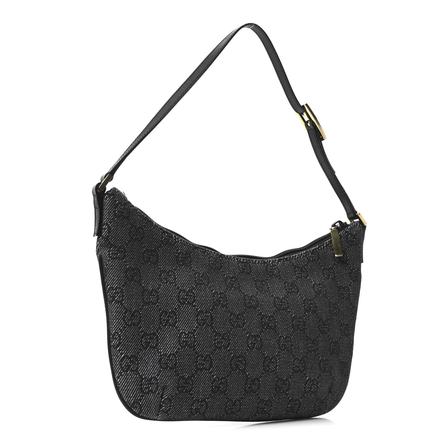 Gucci Denim Monogram Pochette Black 3 of 10