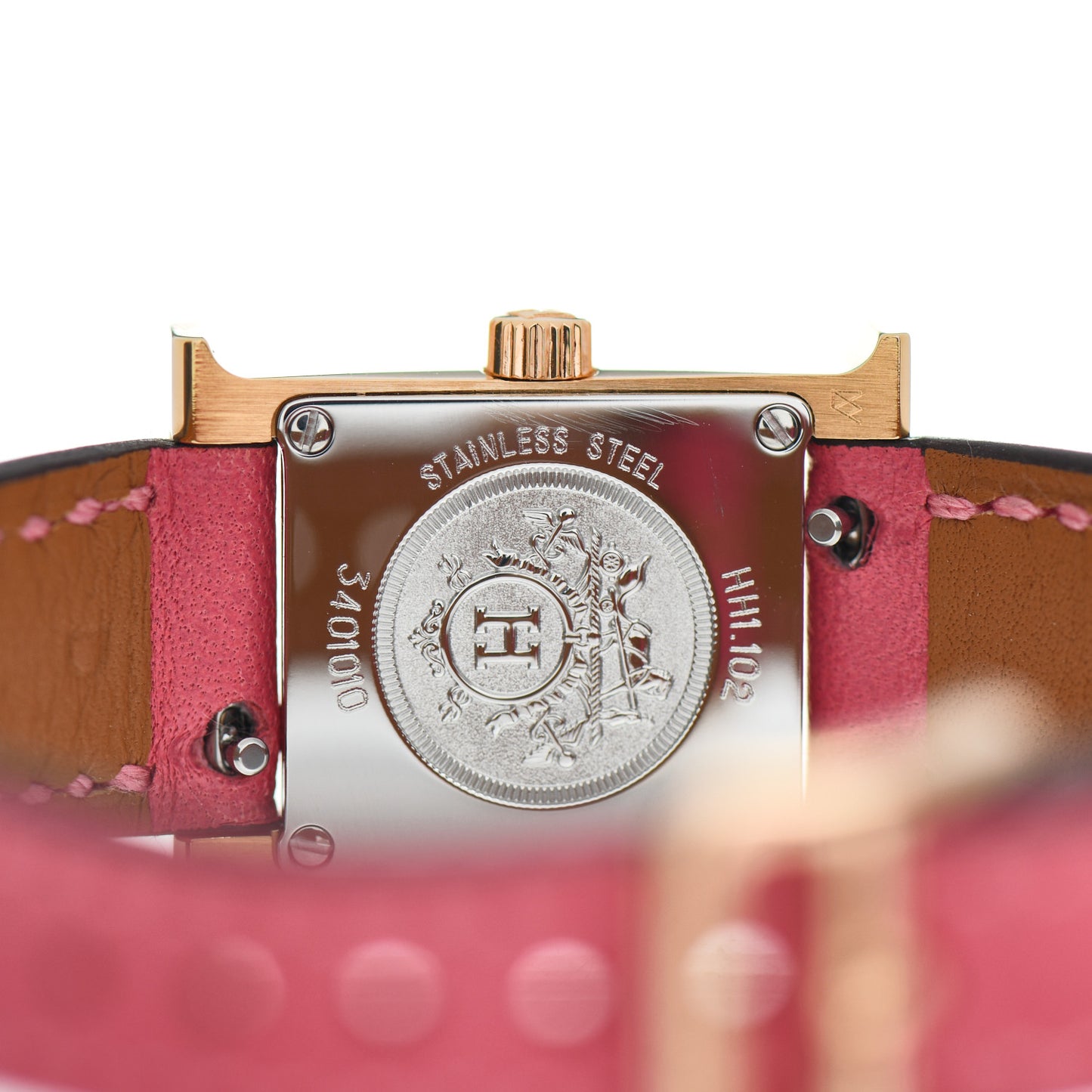 Stainless Steel Swift Diamond 17.2mm Heure H Hour Quartz Watch Rose Azalee