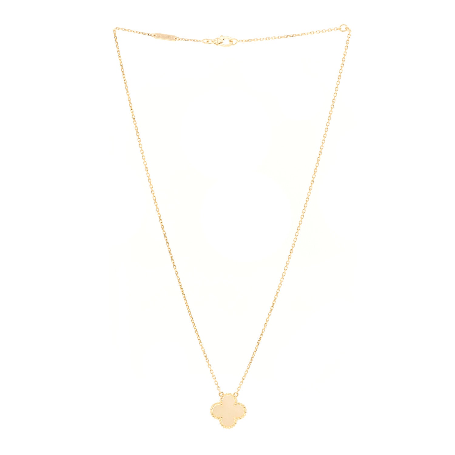 Van Cleef & Arpels 18K Yellow Gold Mother of Pearl Vintage Alhambra Pendant Necklace 3 of 4