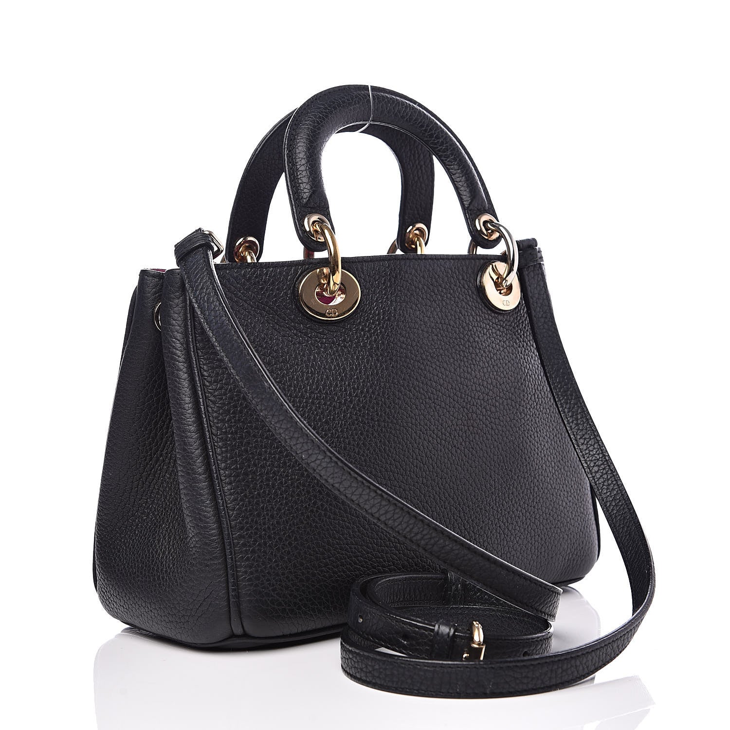 Christian Dior Bullcalf Mini Diorissimo Tote Black Rose Indien 3 of 9