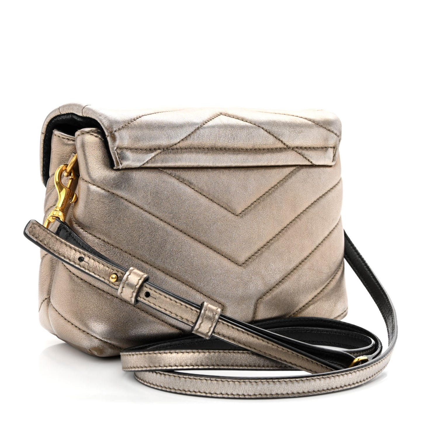 Metallic Calfskin Y Quilted Monogram Toy Loulou Crossbody Bag Piombo