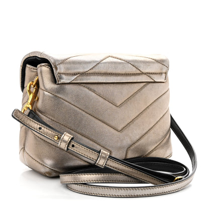 Saint Laurent Metallic Calfskin Y Quilted Monogram Toy Loulou Crossbody Bag Piombo 2 of 13