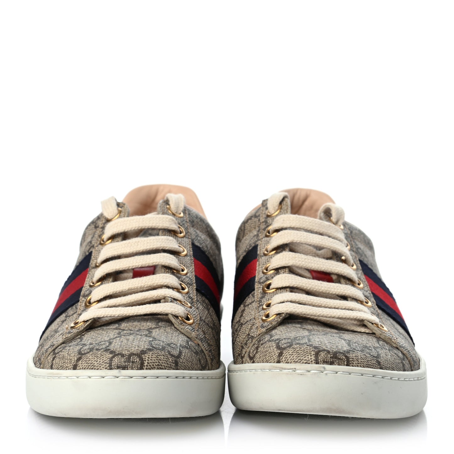 GG Supreme Monogram Womens Ace Low-Top Sneaker 36 Beige