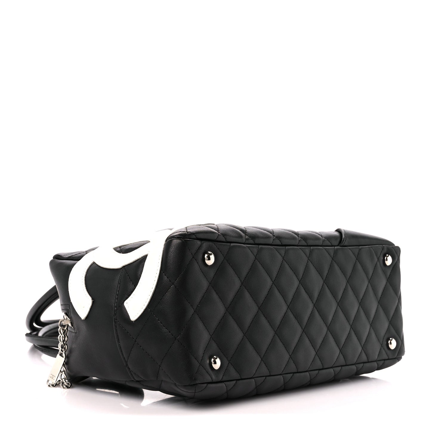 Calfskin Quilted Large Cambon Bowler Black White