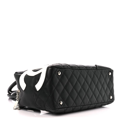 Chanel Calfskin Quilted Large Cambon Bowler Black White 4 of 10