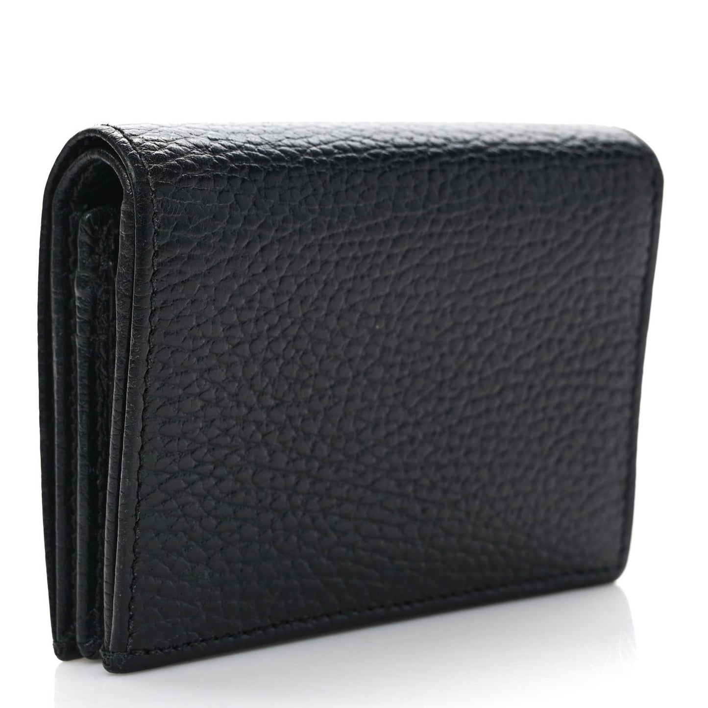 Dollar Calfskin Enamel Monochrome GG Marmont Card Case Black