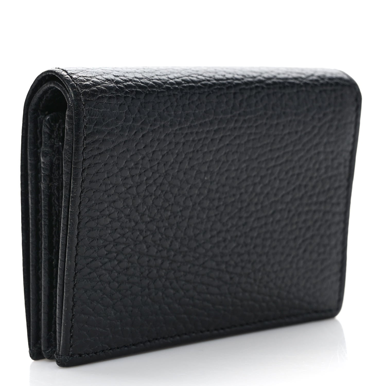 Gucci Dollar Calfskin Enamel Monochrome GG Marmont Card Case Black 3 of 8