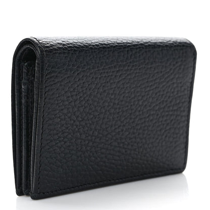 Gucci Dollar Calfskin Enamel Monochrome GG Marmont Card Case Black 3 of 8