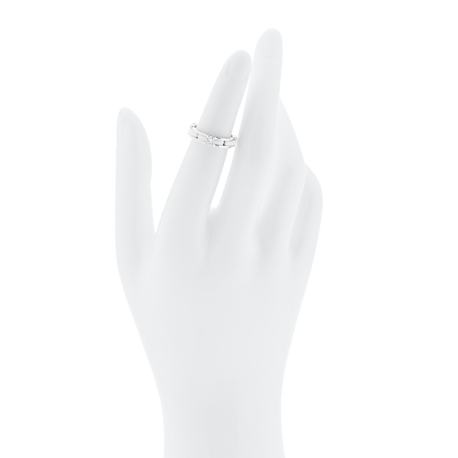 Chanel 18K White Gold Ceramic Diamond Slim Ultra Ring 48 4.5 White 2 of 6