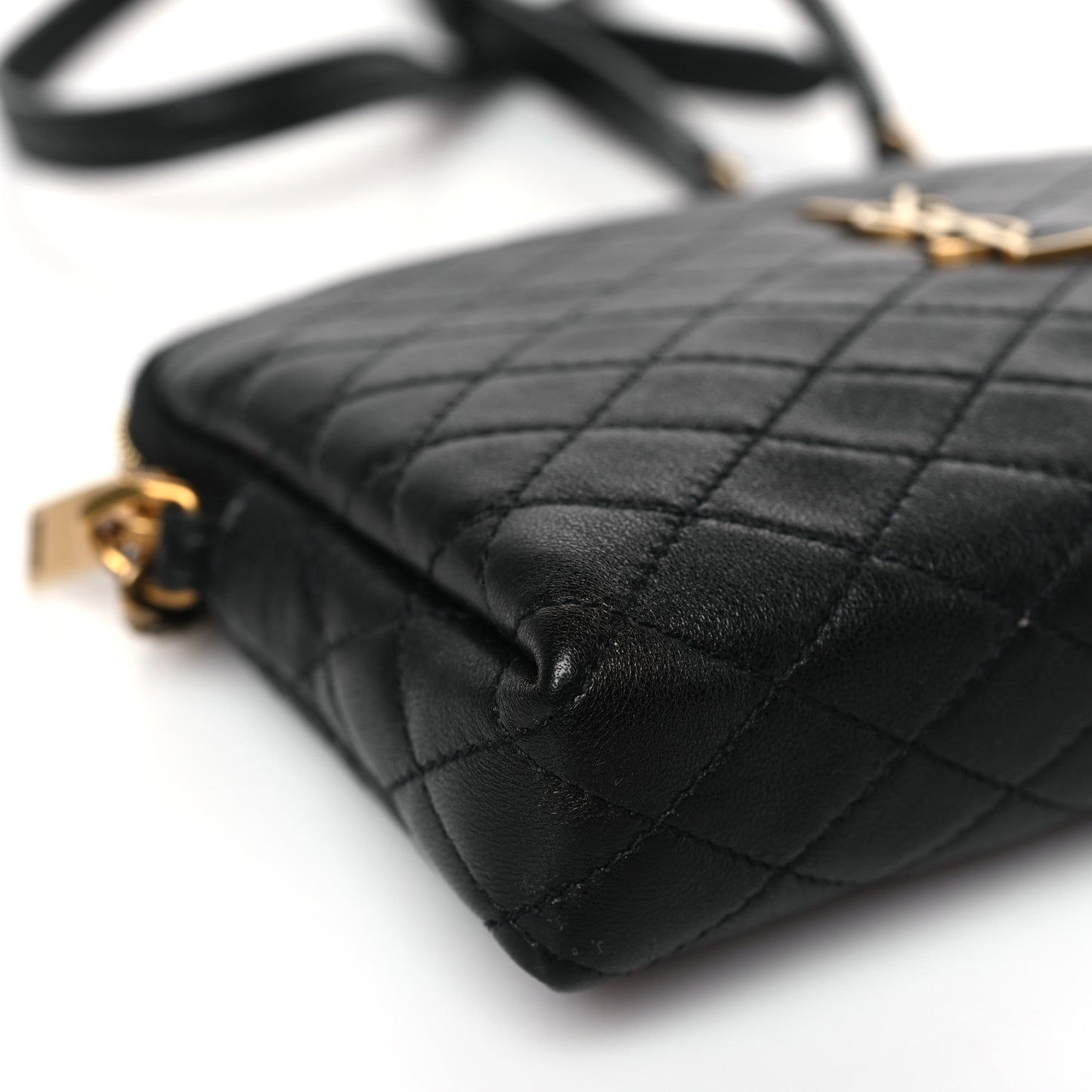 Lambskin Quilted Gaby Zipped Pouch Black