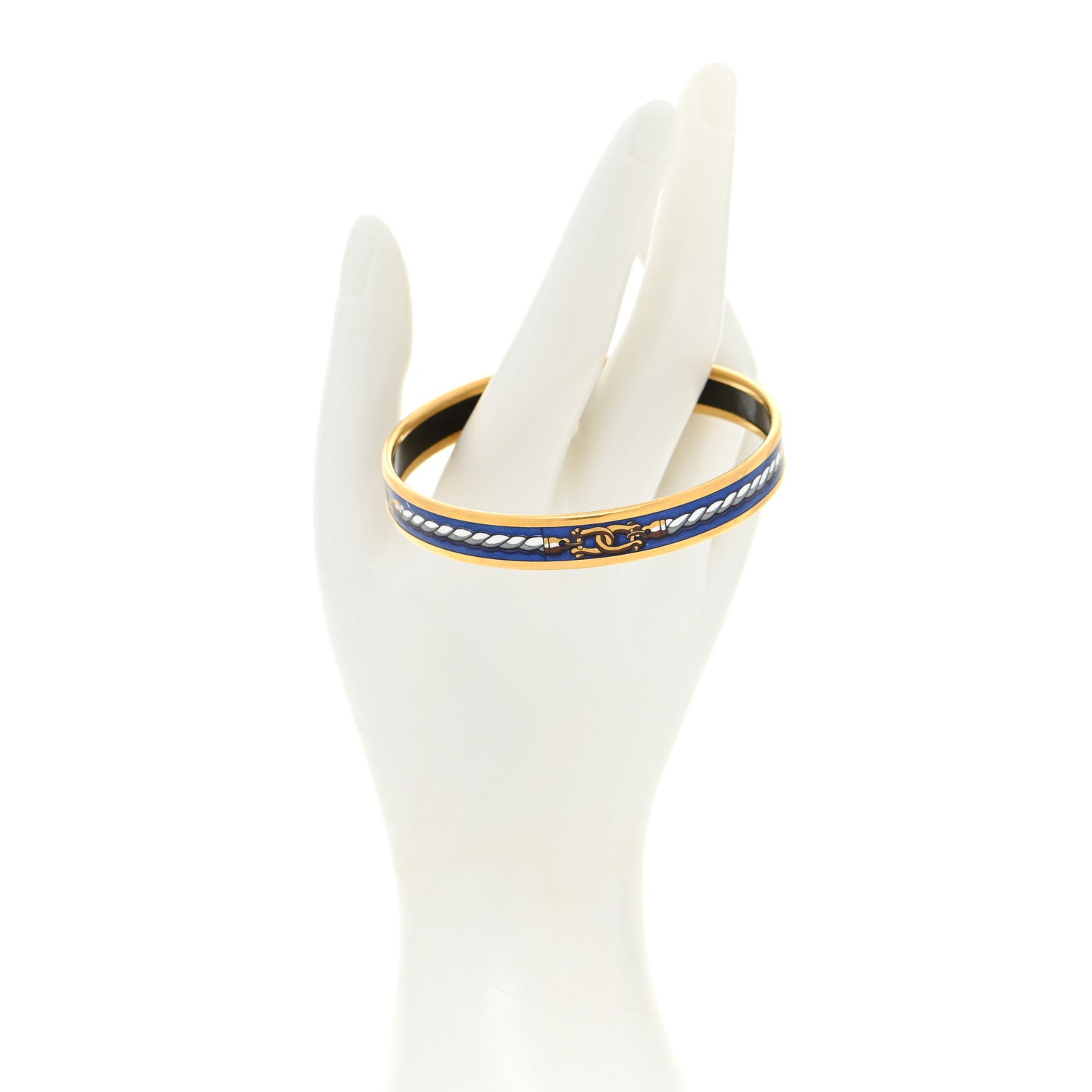 Hermes Enamel Printed Rope Chain Link Narrow Bracelet 70 2 of 7