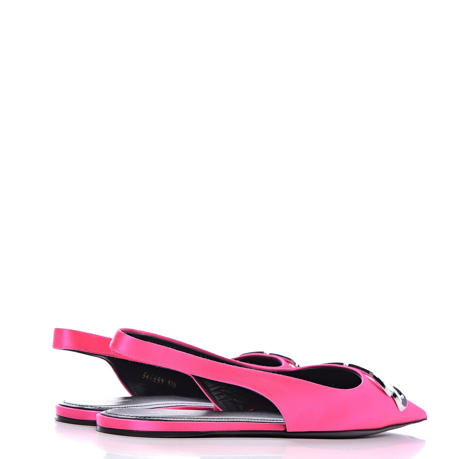 Balenciaga Satin BB Knife Pointy Toe Slingback Flats 38.5 Neon Pink 4 of 12