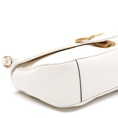 Gucci Calfskin Matelasse Small GG Marmont Shoulder Bag White 8 of 10