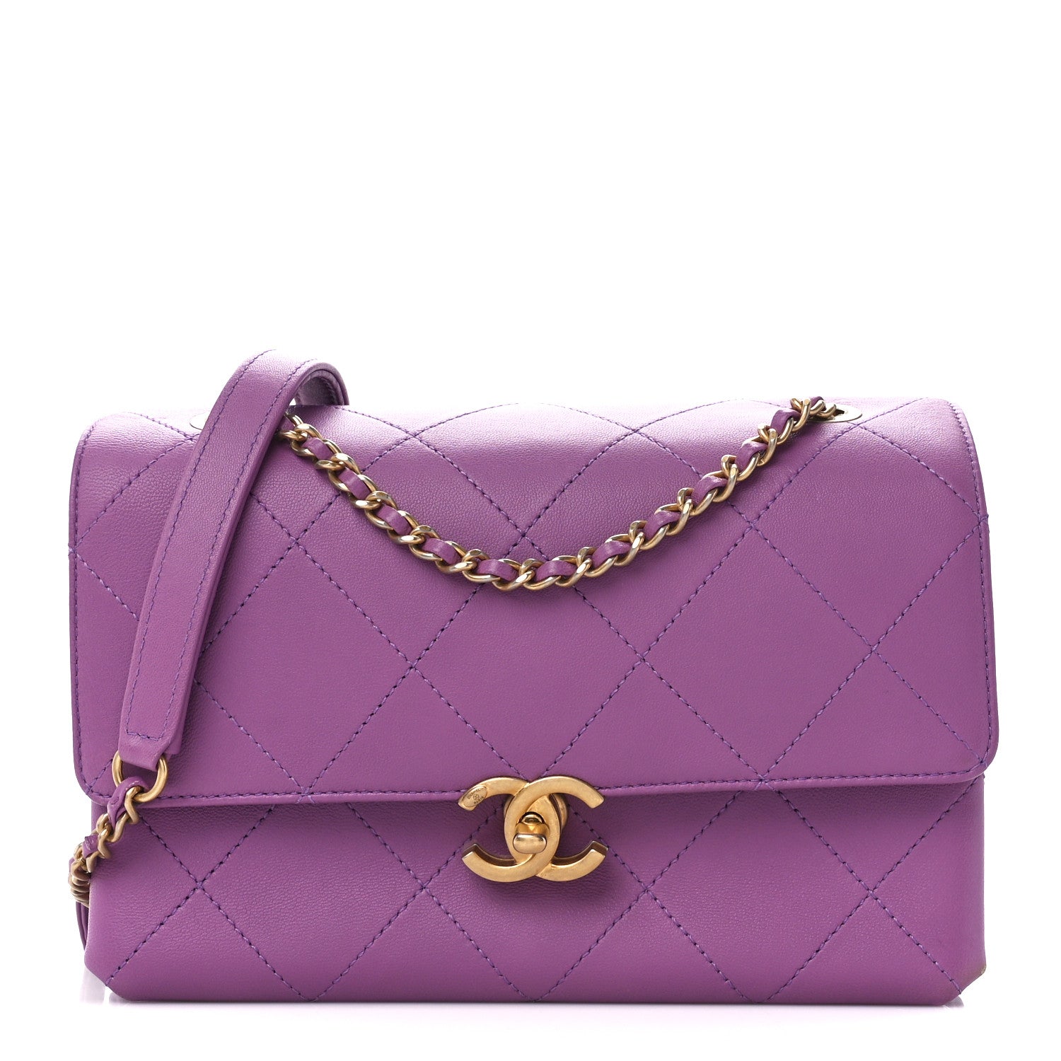 Chanel Lambskin Sleek And Chic Flap Purple 1 of 10