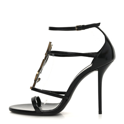 Saint Laurent Calfskin Cassandra 110 Sandals 39 Black Gold 1 of 7