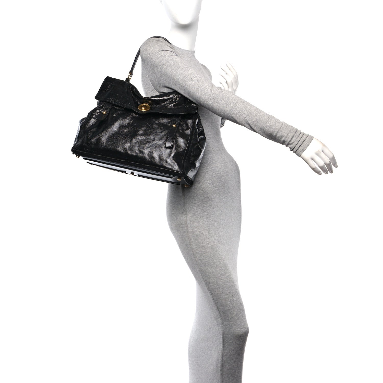 Saint Laurent Patent Large Muse Two Tote Black 2 of 9