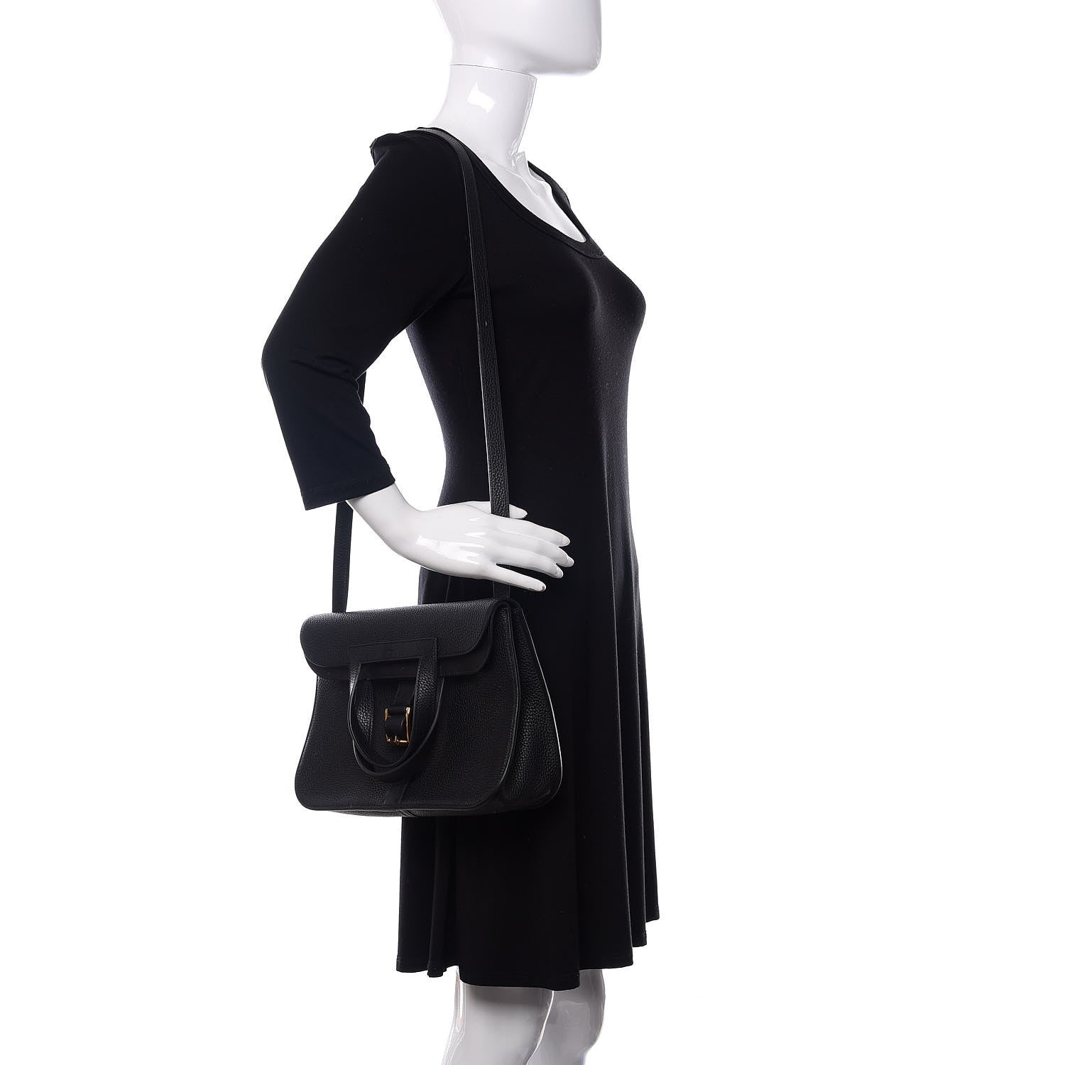 Hermes Taurillon Clemence Halzan 31 GM Black 2 of 14
