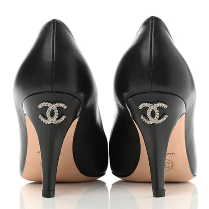 Chanel Lambskin Crystal CC Pumps 37 Black 9 of 10