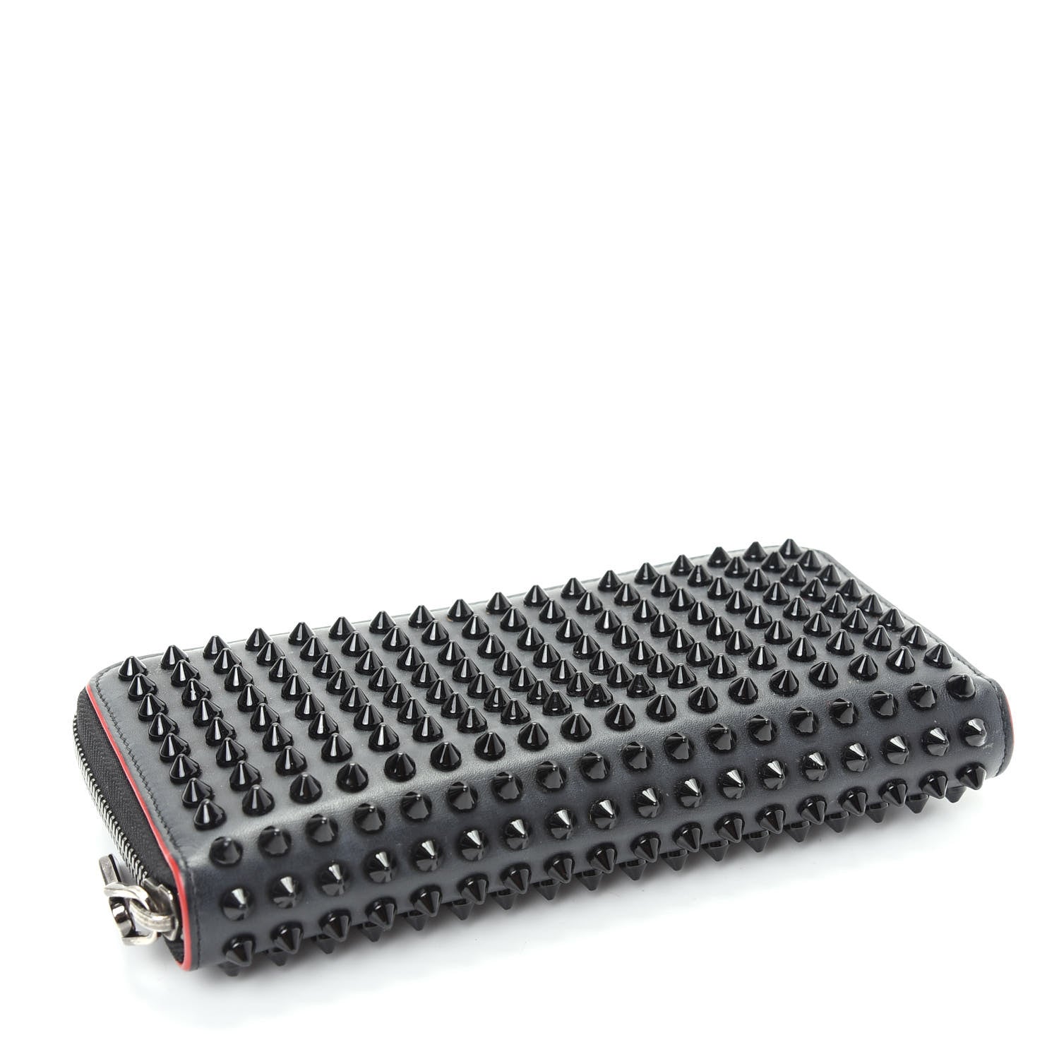 Christian Louboutin Calfskin Panettone Spiked Zip Around Wallet Black 4 of 6