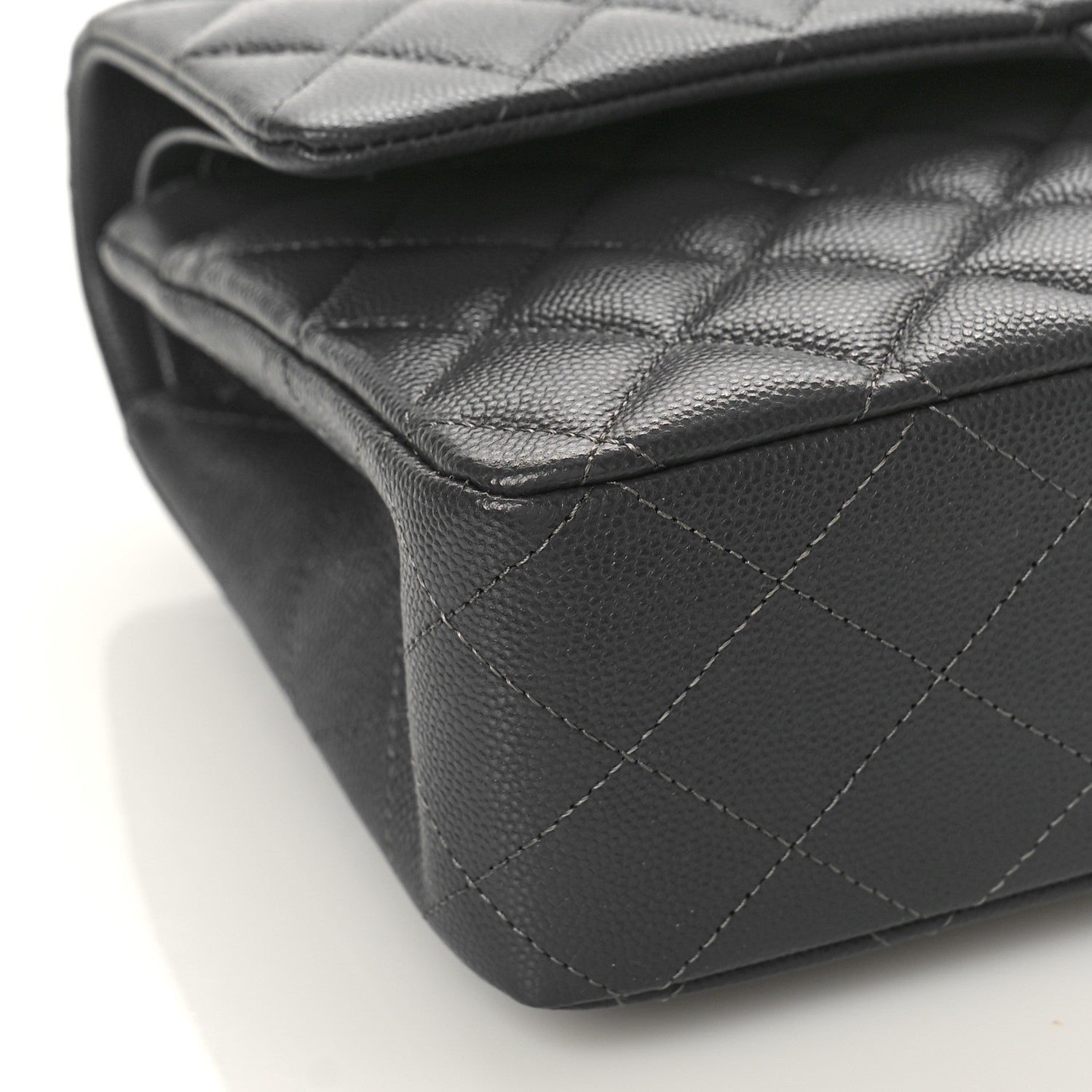 Chanel Caviar Quilted Medium Double Flap Dark Grey 8 of 9