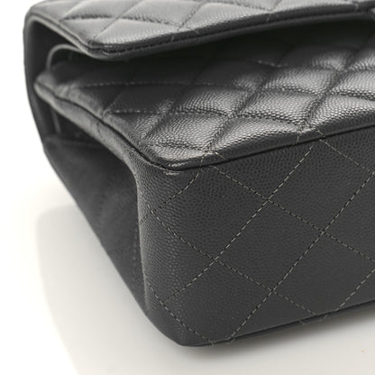 Chanel Caviar Quilted Medium Double Flap Dark Grey 8 of 9