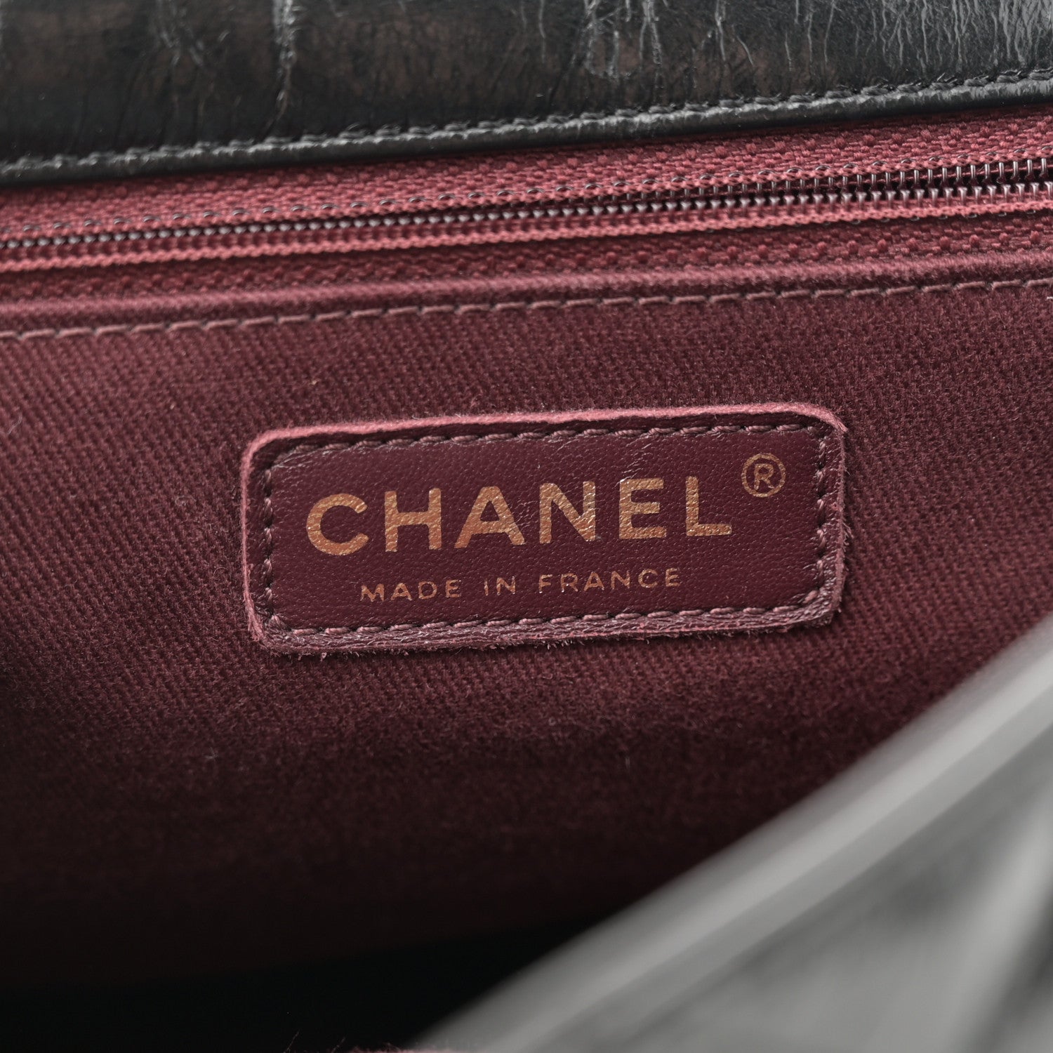 Chanel Glazed Calfskin Castle Rock Large Flap Black Burgundy 6 of 11