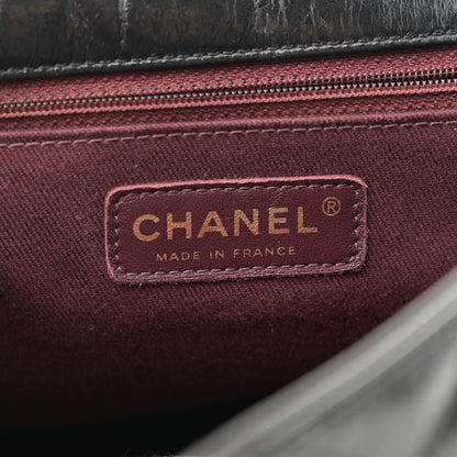 Chanel Glazed Calfskin Castle Rock Large Flap Black Burgundy 6 of 11