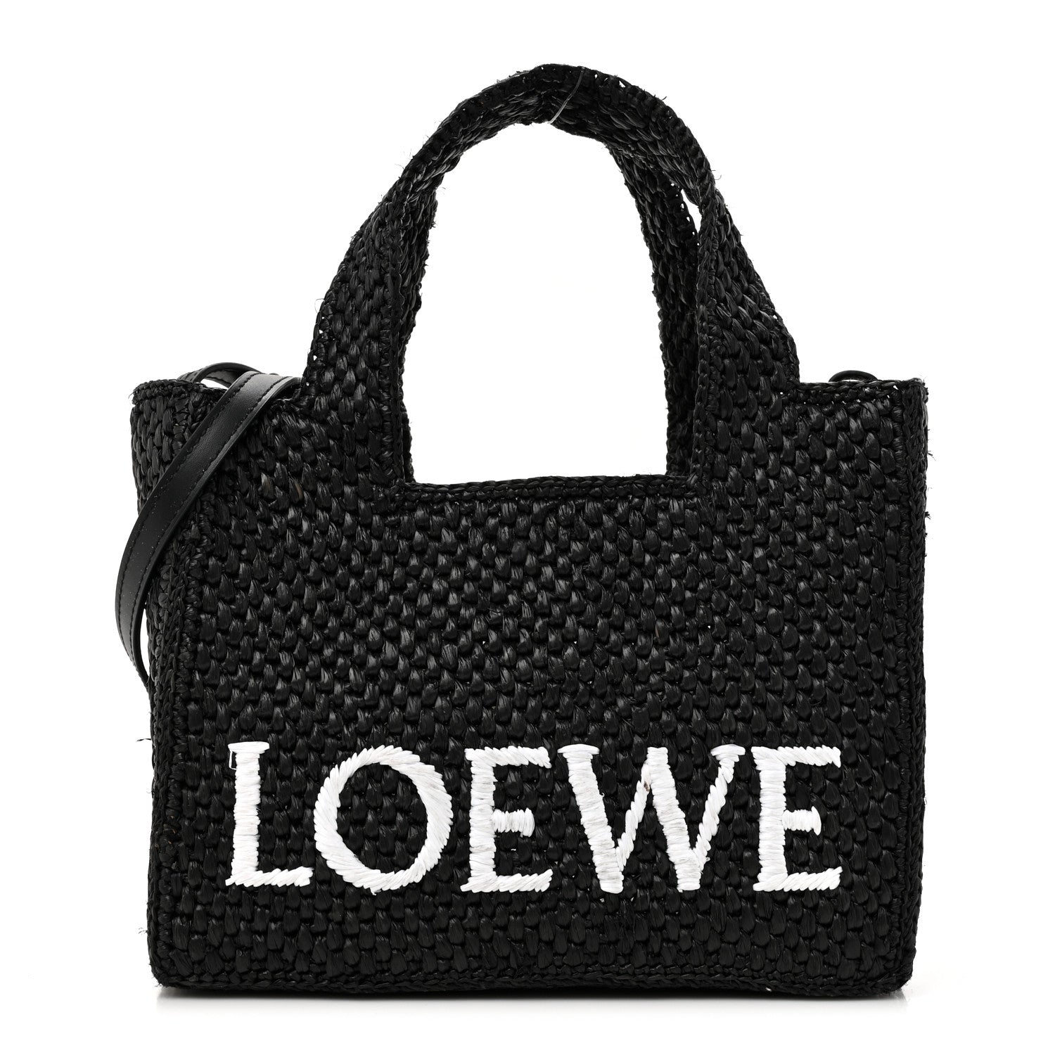 Loewe Raffia Small Paula's Ibiza Logo Tote Black White 1 of 10