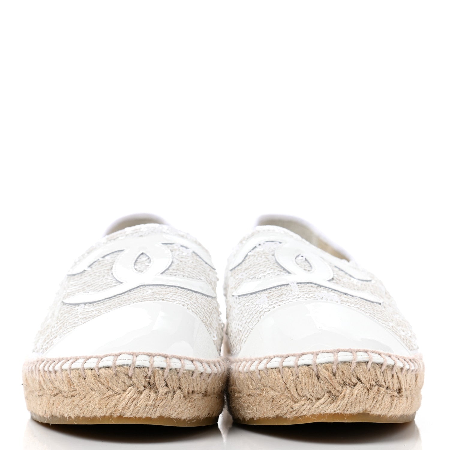 Chanel Patent Sequin CC Espadrilles 40 White 2 of 10