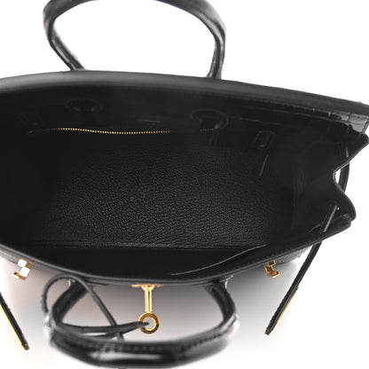 Hermes Togo Shiny Niloticus Crocodile Birkin Touch 25 Black 4 of 9
