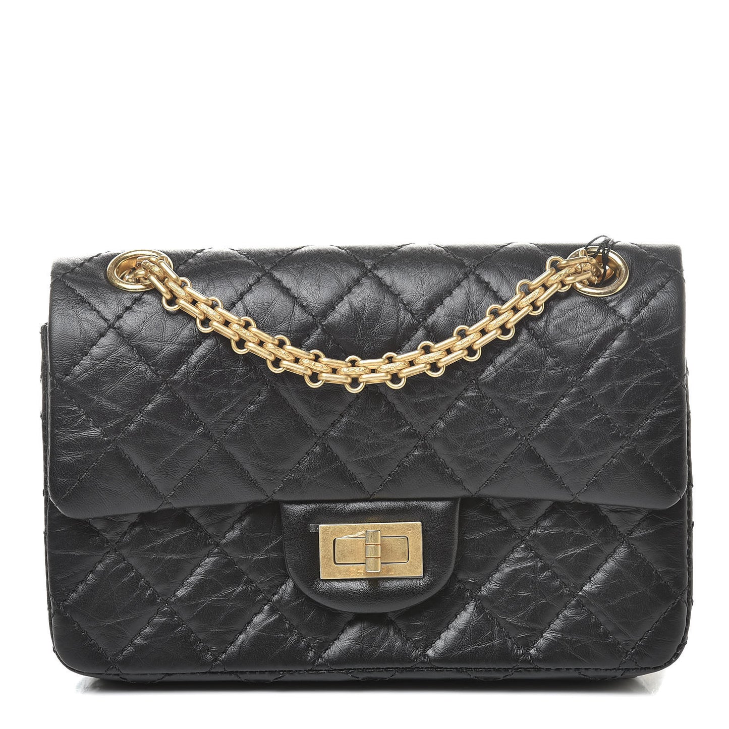 Aged Calfskin Quilted 2.55 Reissue Mini Flap Black
