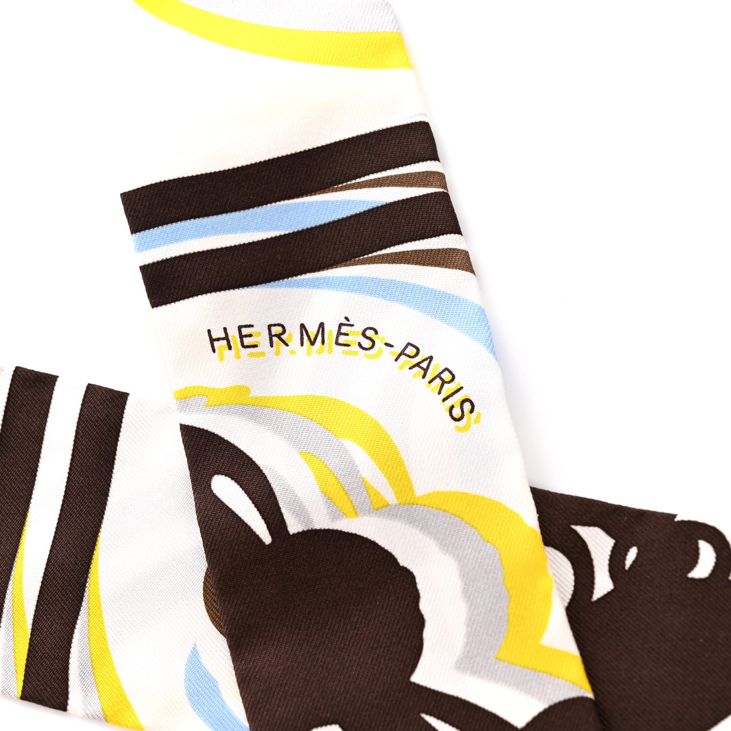 Hermes Silk Brides De Gala Shadow Twilly Marron White Jaune 2 of 5
