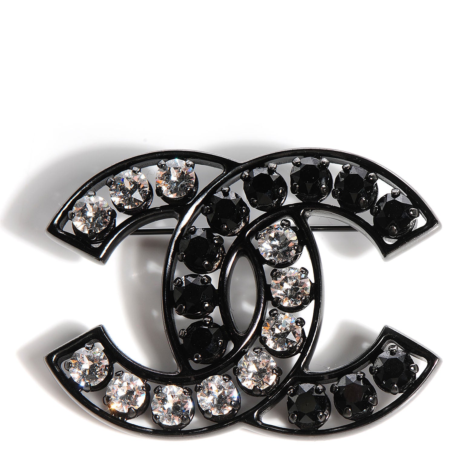 Chanel Crystal CC Brooch Black 1 of 5