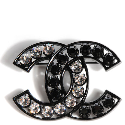 Chanel Crystal CC Brooch Black 1 of 5