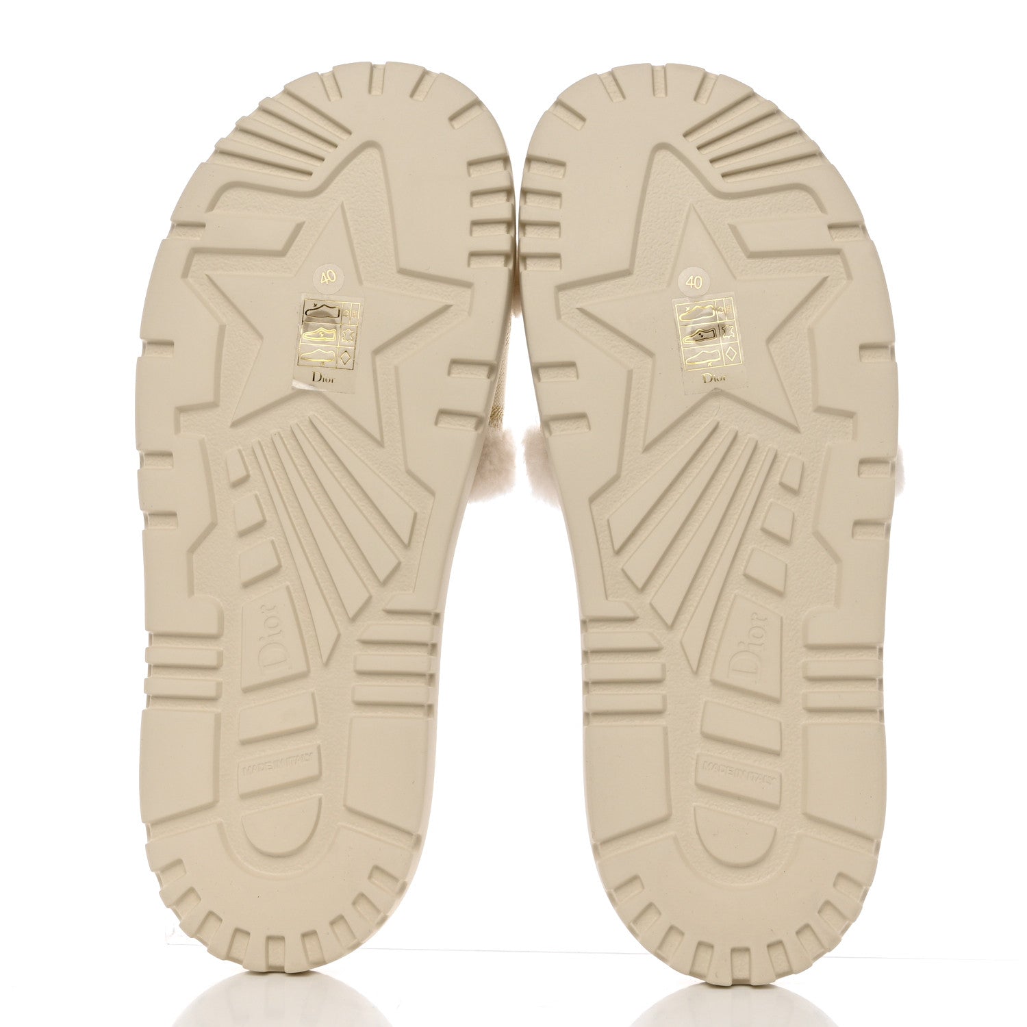 Christian Dior Shearling Canvas Lurex Embroidered Dway 10mm Slide Sandals 40 Natural Platinum 5 of 8