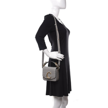 Chloe Calfskin Crocodile Embossed Mini C Bag Stormy Grey 2 of 11