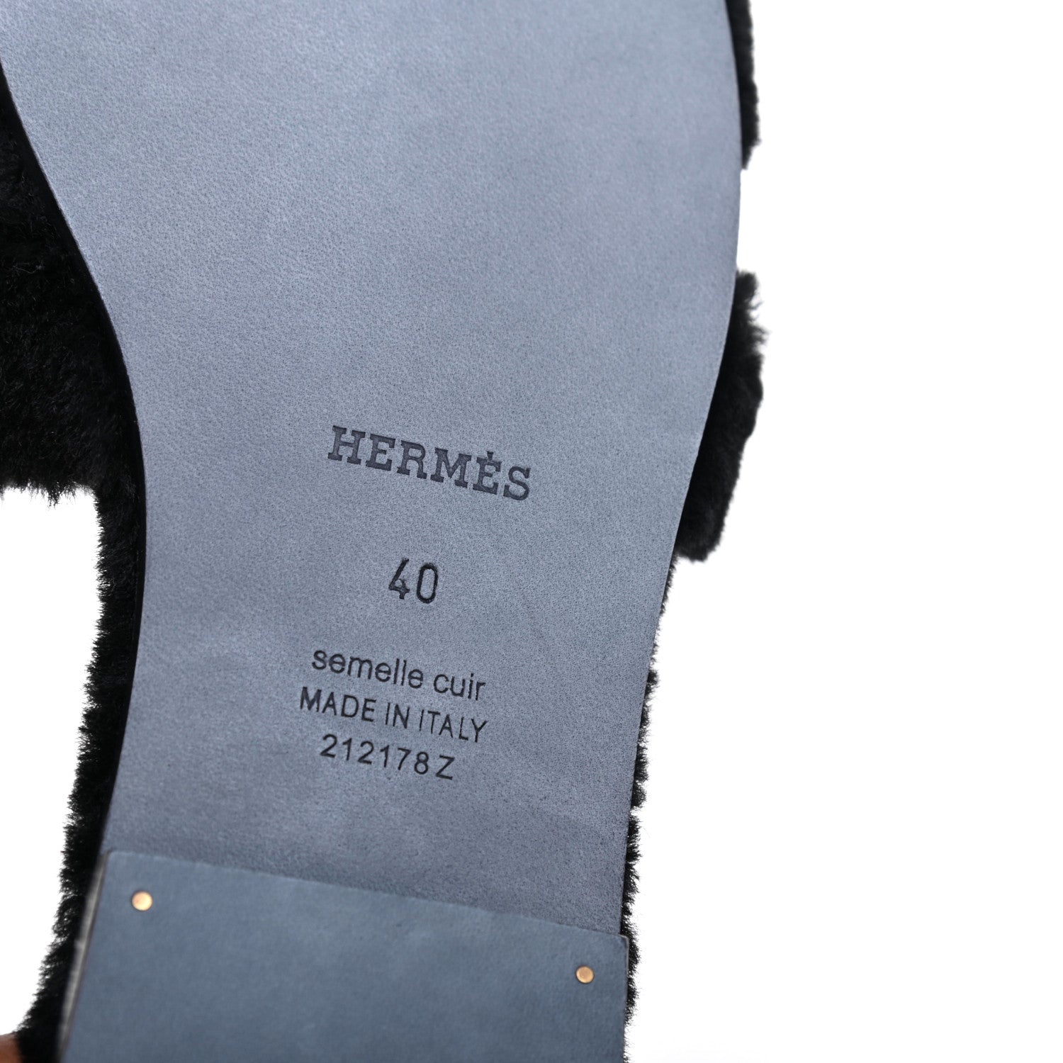 Hermes Woolskin Oran Sandals 40 Black 10 of 11