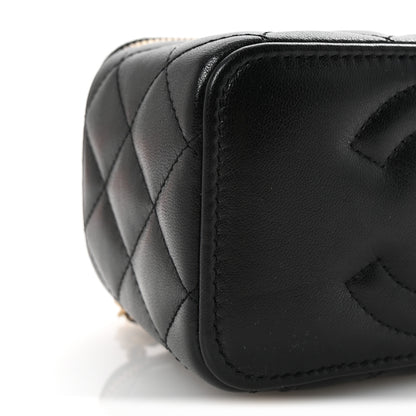 Chanel Lambskin Quilted Pearl Crush Small Vanity Case With Chain Black 9 of 10