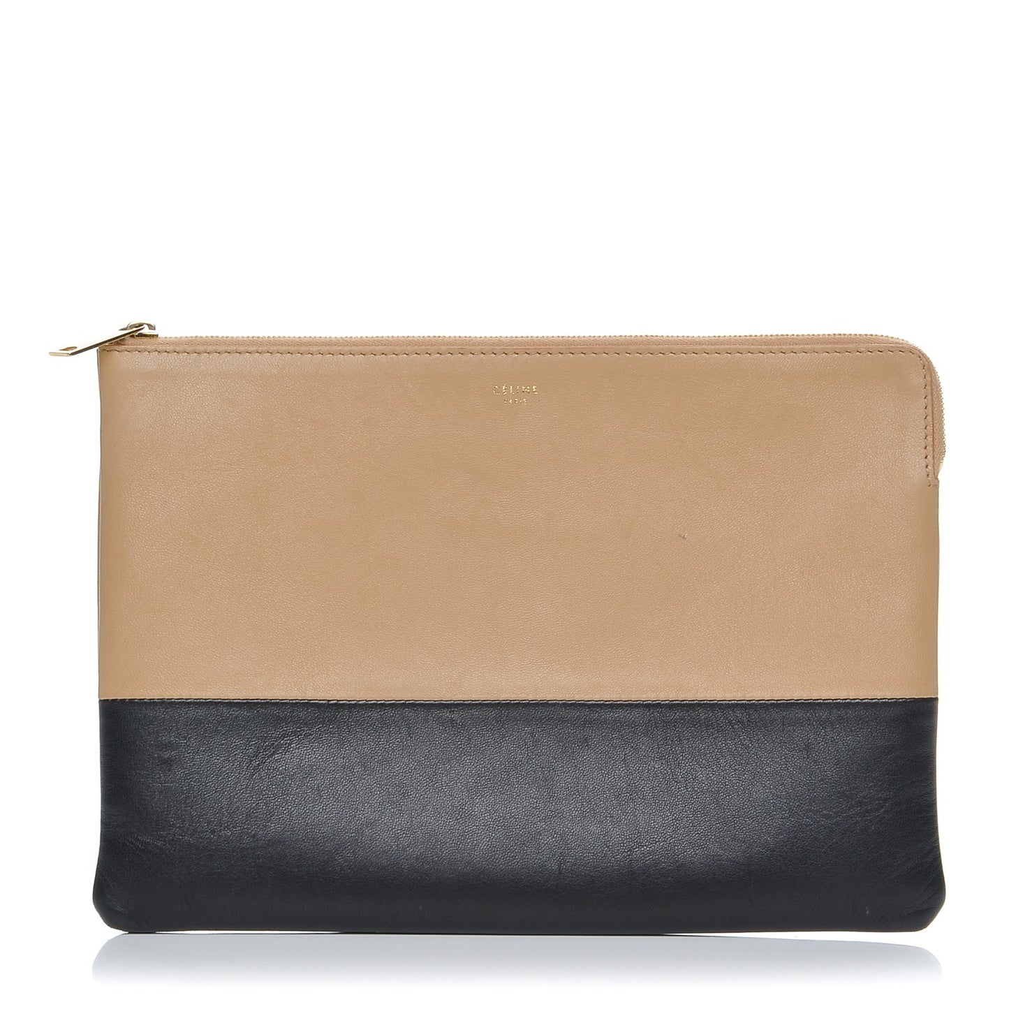 Lambskin Bi-Color Solo Clutch Pouch Nude