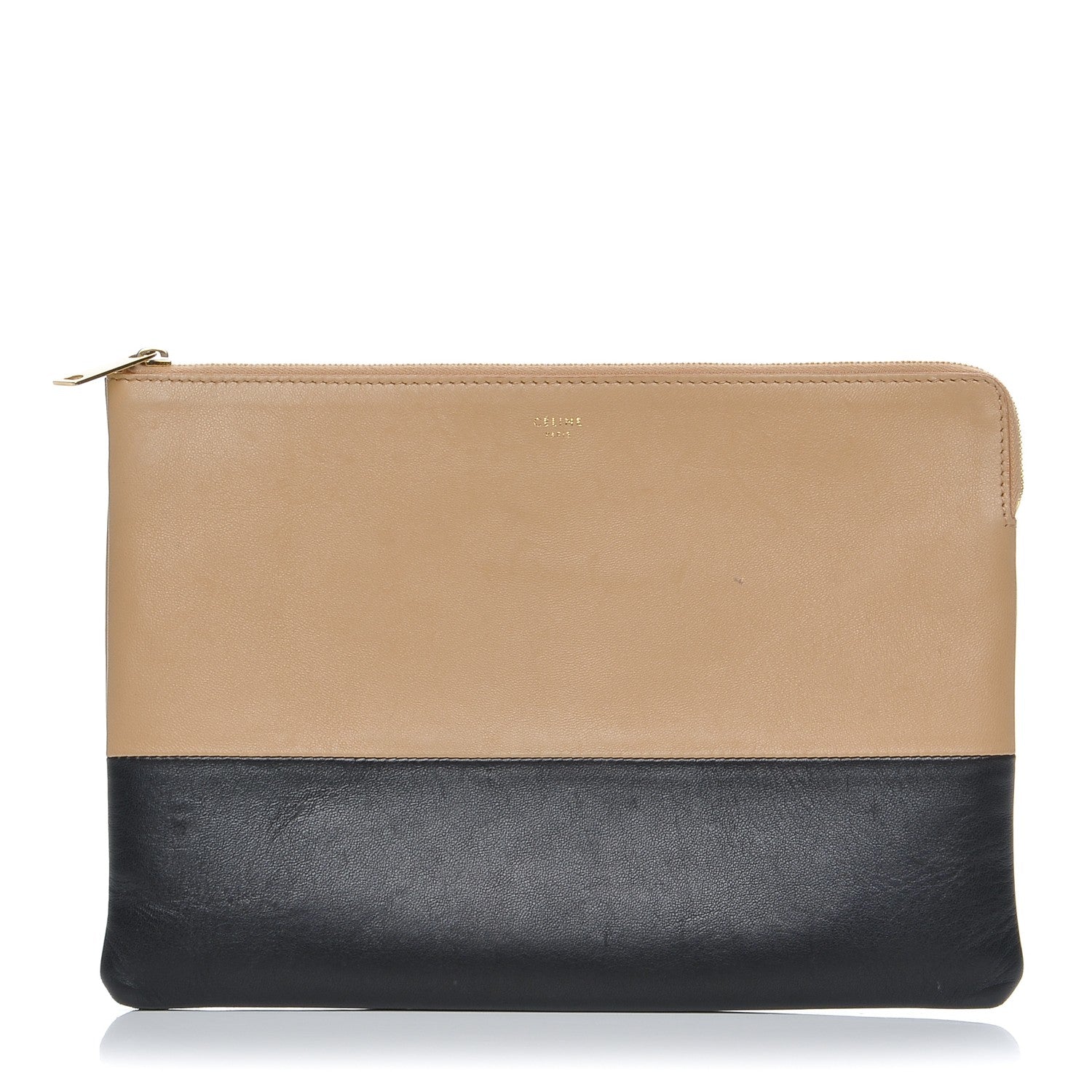 Celine Lambskin Bi-Color Solo Clutch Pouch Nude 1 of 11