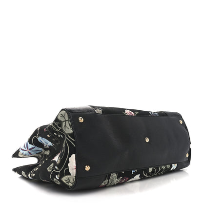 Gucci Canvas Cellarius Calfskin Flora Knight Large Bamboo Shopper Tote Black 4 of 11