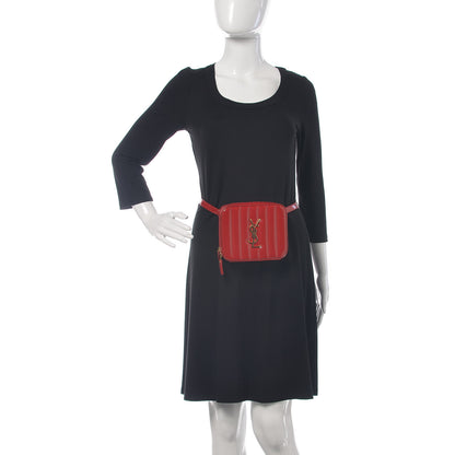 Saint Laurent Patent Matelasse Vicky Monogram Belt Bag Red 2 of 11