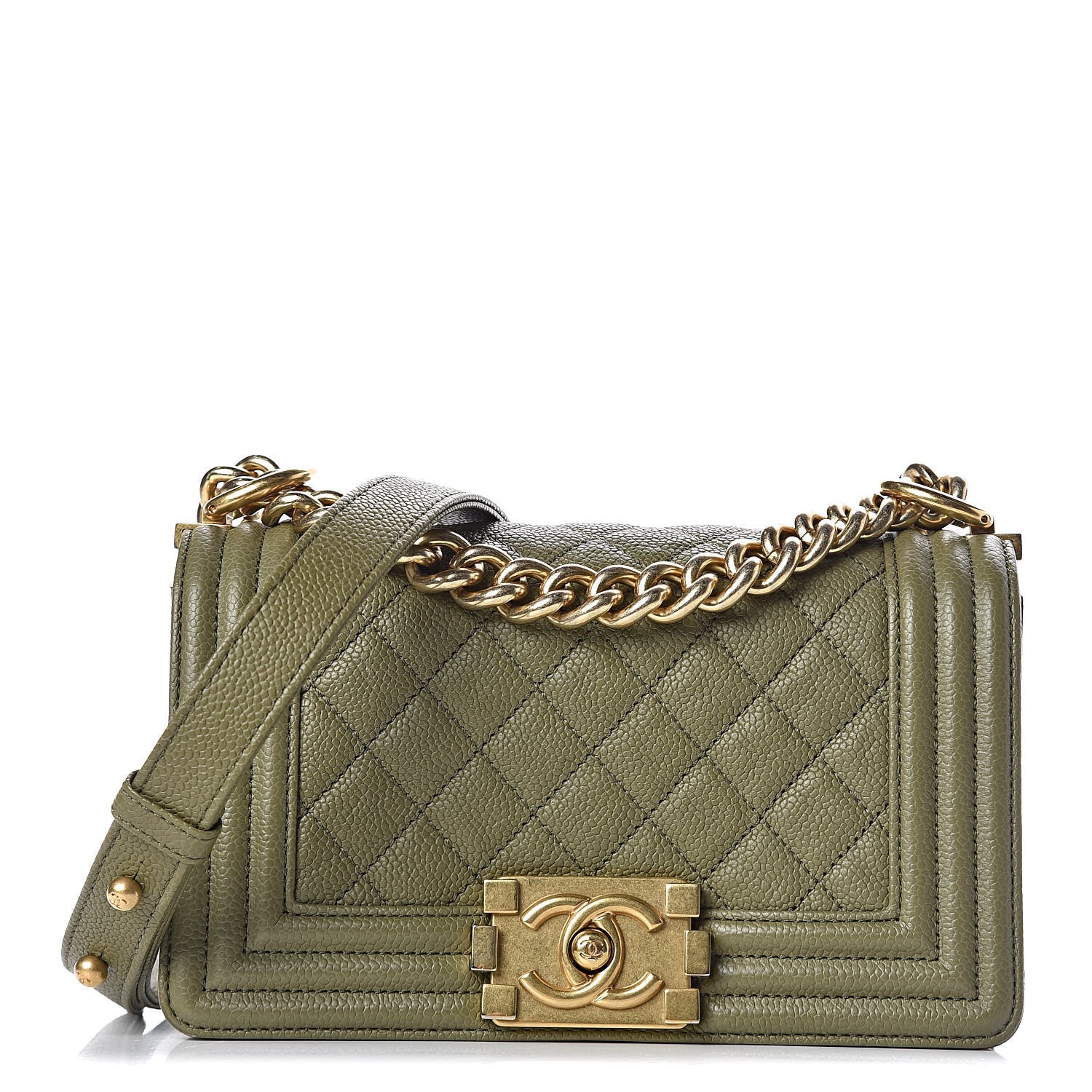 Chanel Caviar Quilted Small Boy Flap Khaki 1 of 18